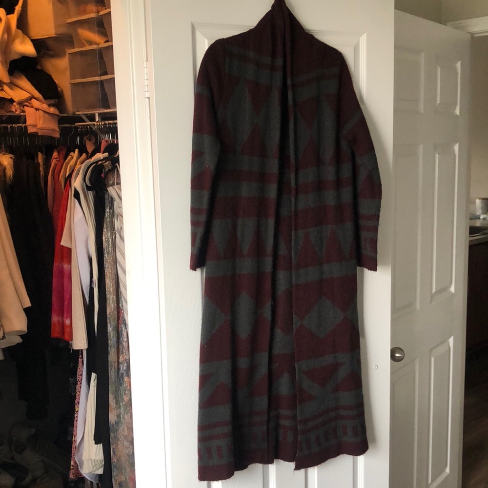 Long open Aztec sweater